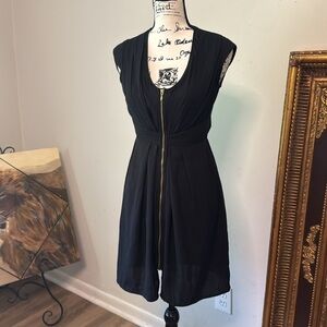 H&M Black Sheath Mini Dress with Full zip front unlined simple classy sexy
